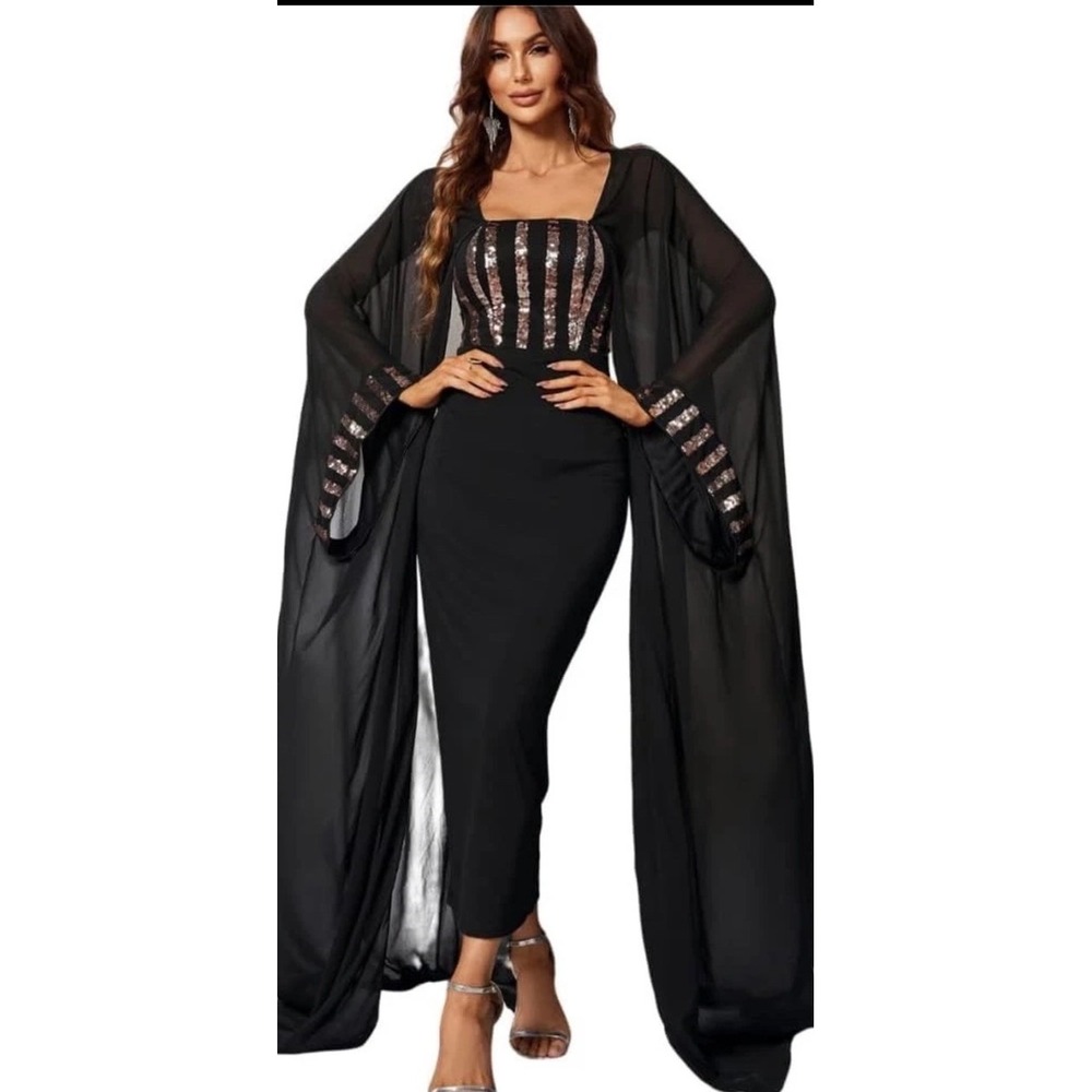 New Giffniseti Cloak Party Dress Size Medium Witchy Whimsigoth Fairy Sequins M - Picture 8 of 11
